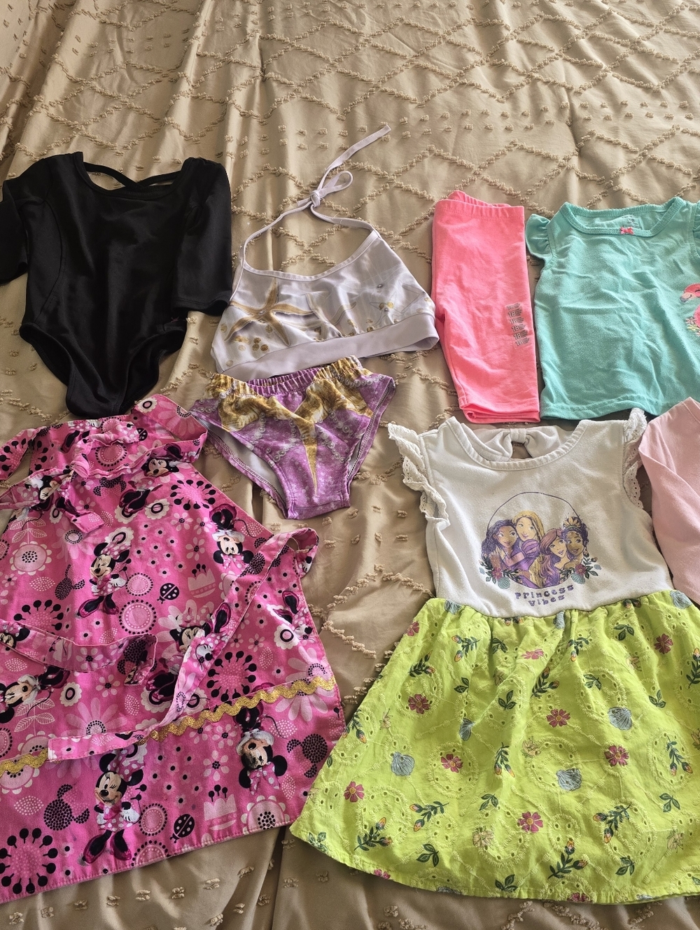 Girls Mixed Clothing Bundle - Bright Pink, Lime Green, Black Etc 18m-2T